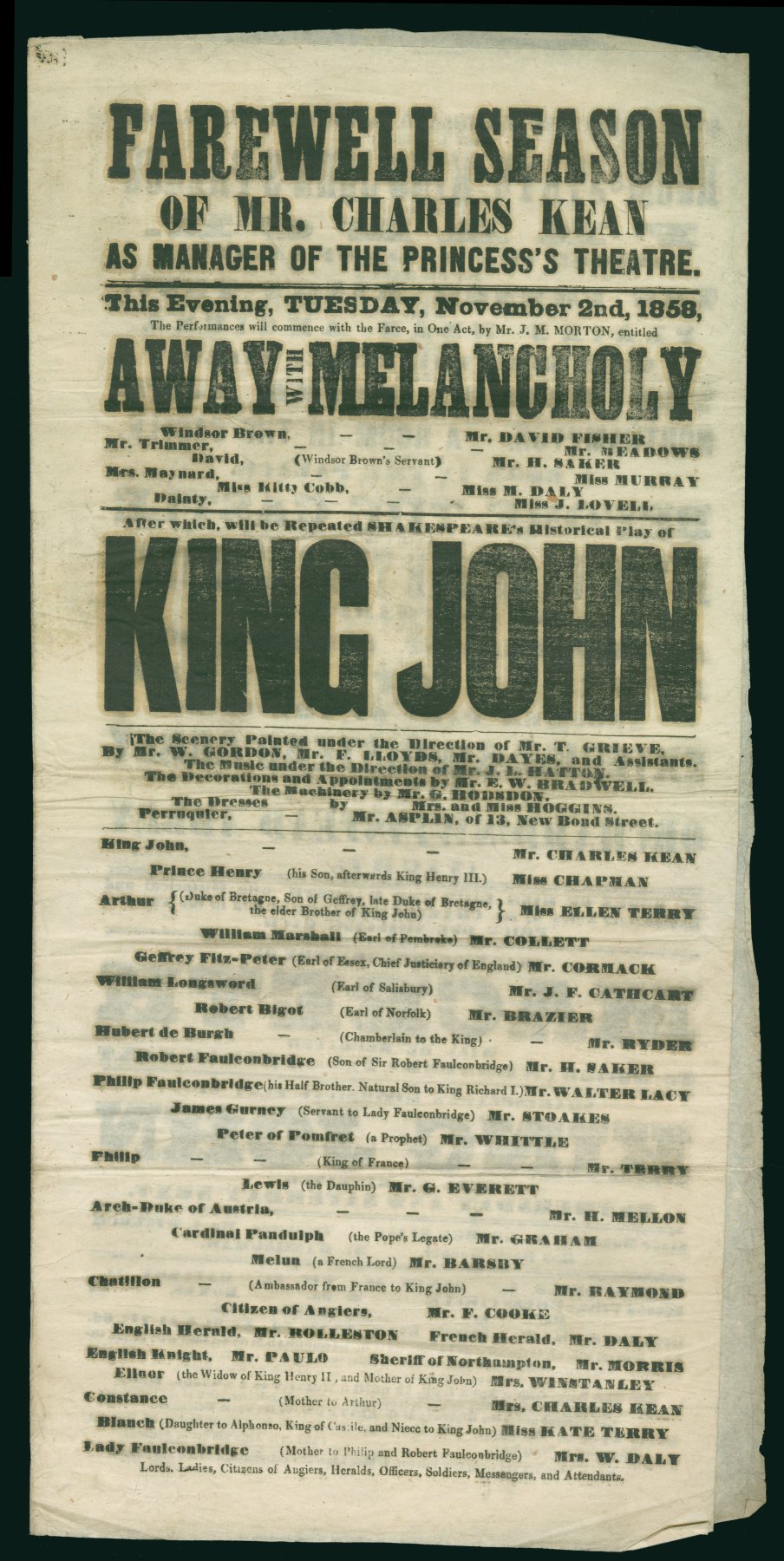 Playbill, 1787, Newberry Midwest MS Theater Collection.