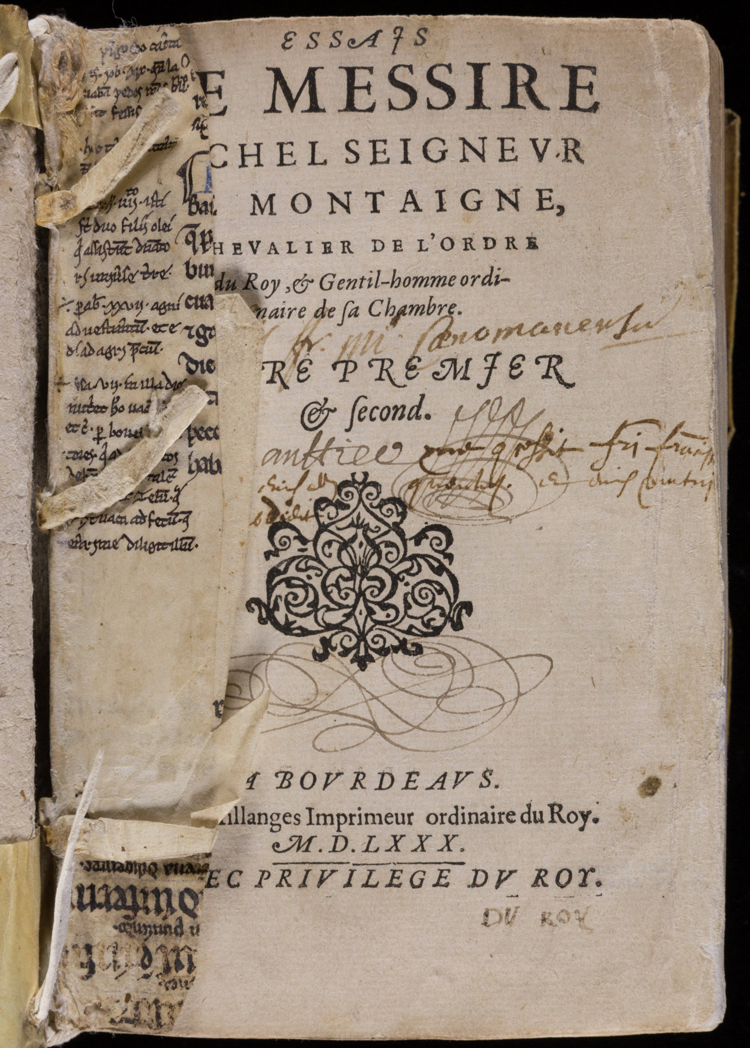 Case 3a 584 tp o2 Essais de messire Michel seignevr de Montaigne, chevalier de l'Ordre du roy, & gentil-homme ordi-naire de sa chambre