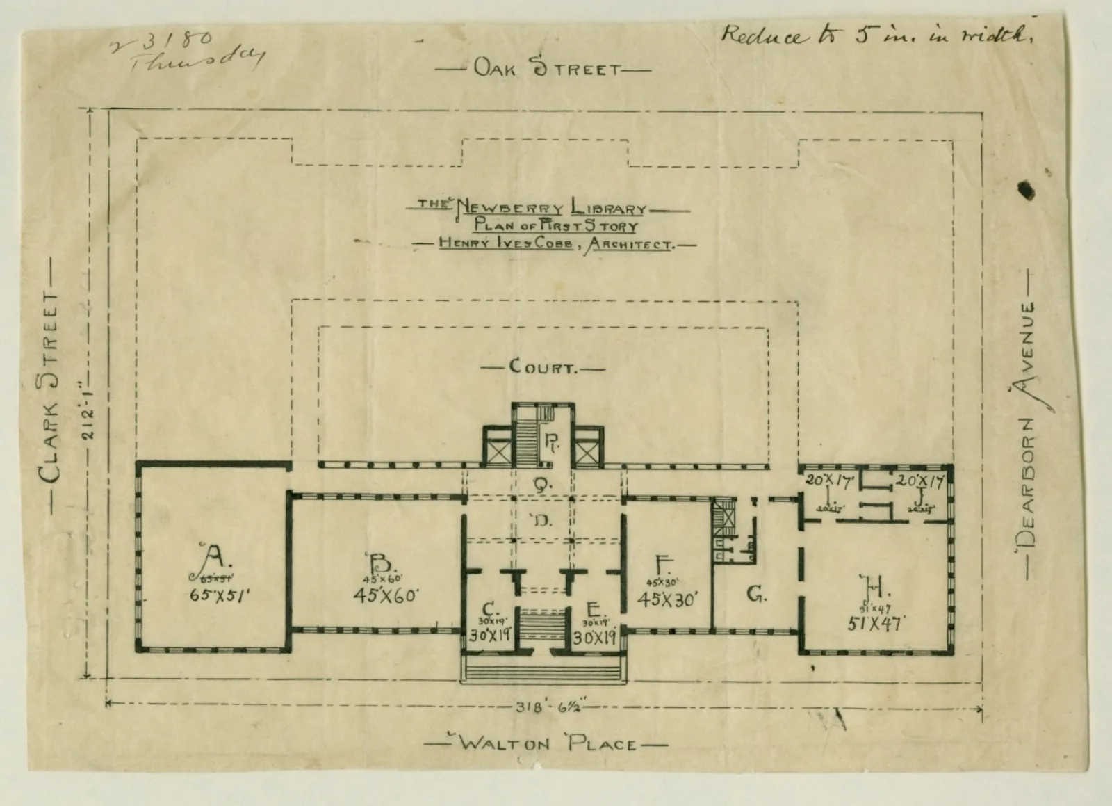 Blueprint A blueprint shows the outline of the Newberry building with additional outlines showing what a future addition to the building might look like.