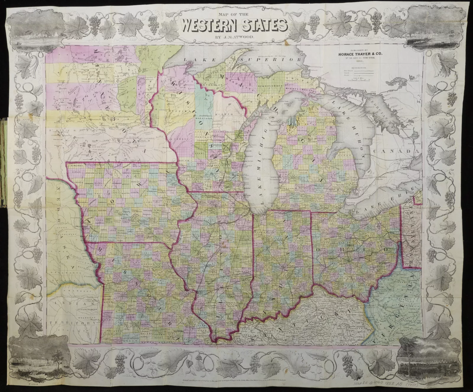 "Map of the Western States." John M. Atwood, 1853