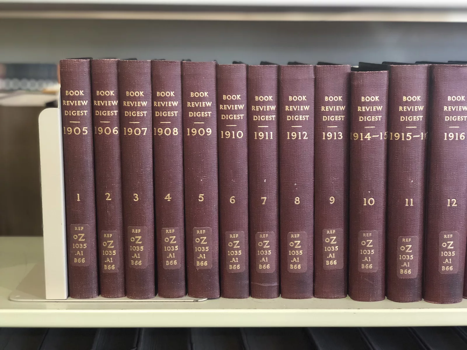 A vital part of the Newberry's visual identity, the Newberry typeface appears on the book bindings of reference sources available on the library's third floor.
