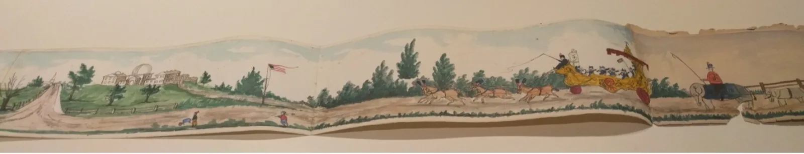 Watercolor scroll from a onetime New Bedford whaling family