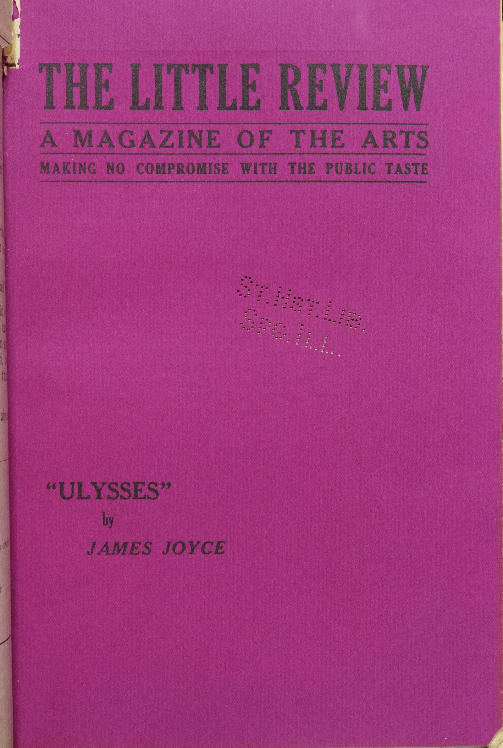 Cover of the March 1918 issue of the Little Review, featuring the first chapter of Ulysses.