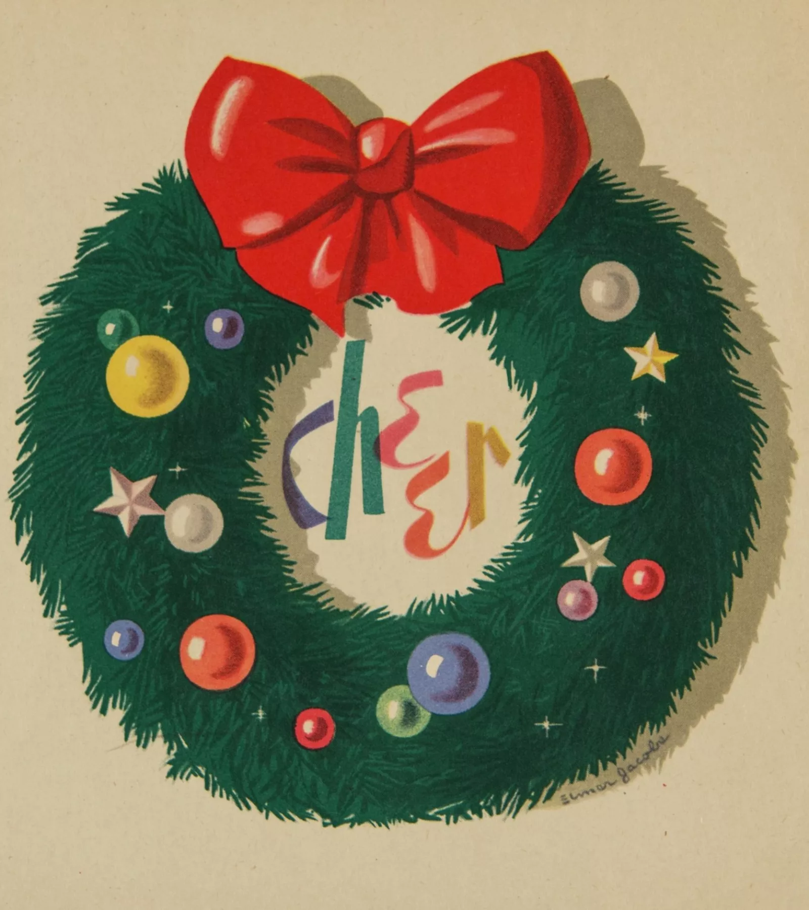 Christmas card from the Elmer Jacob papers.