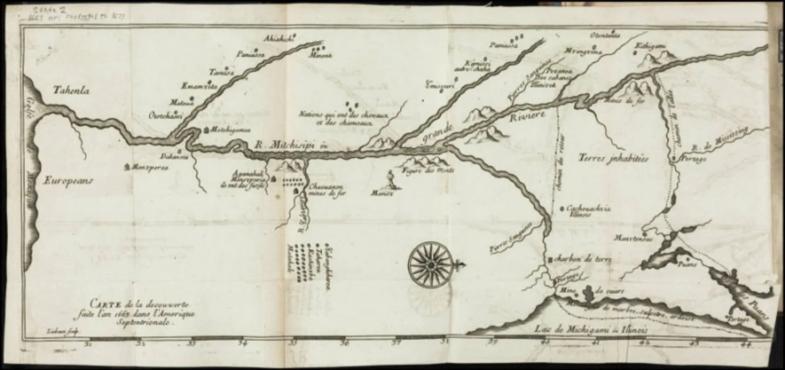 Carte de la decoverte faite lan 1663 dans l Americque septentrionale VAULT Graff 4122